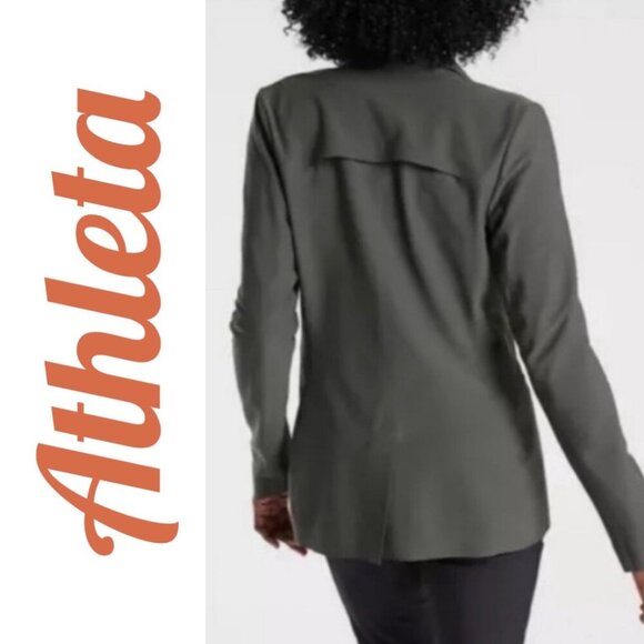 ATHLETA INTERSTELLAR BLAZER OLIVE GREEN SLEEK MODERN MINIMALIST, SIZE 4 - Picture 3 of 12